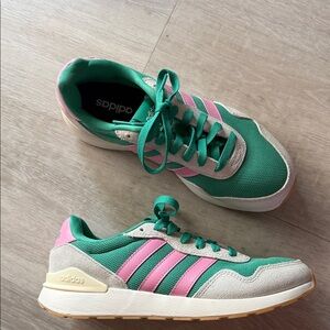 adidas Women’s Green & Pink Retro Trainer Sneakers